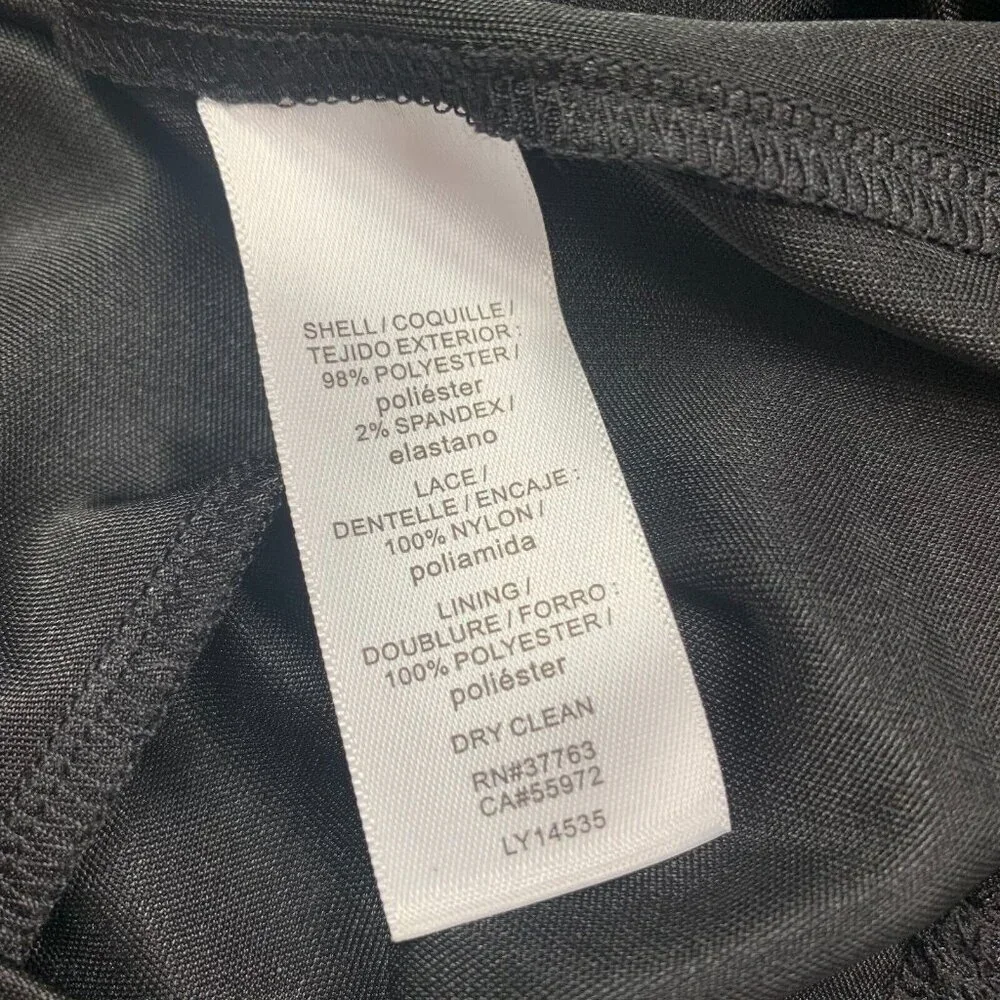 Laundry by Shelli Segal Womens Lace Little Black Dress Size 8 Long Sleeve Zip - Picture 7 of 8